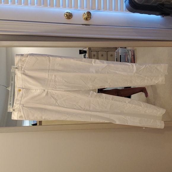 Talbots White Chino Size 12 Straight Leg Trouser Pants (#20) - Picture 1 of 6